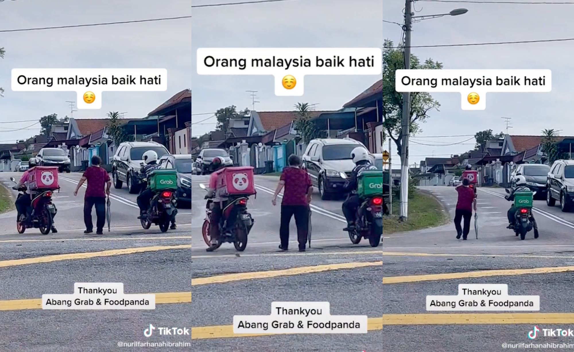 delivery riders help “escort” elderly woman to cross busy intersection, praised by netizens