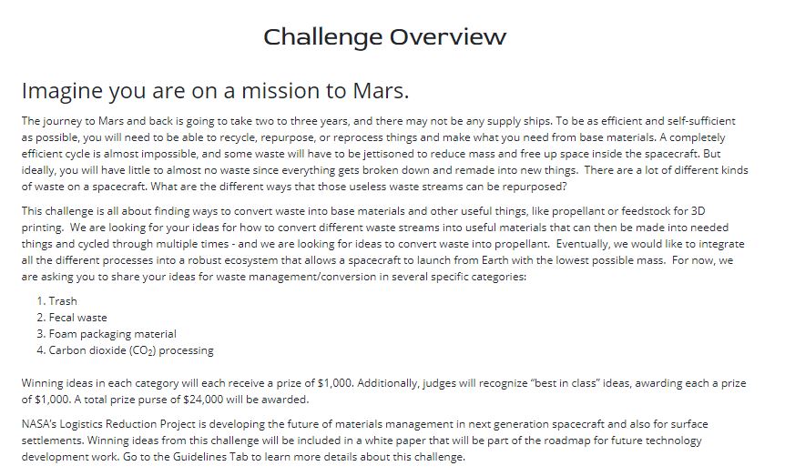 nasa tawar hadiah jika ada idea kitar semula najis angkasawan