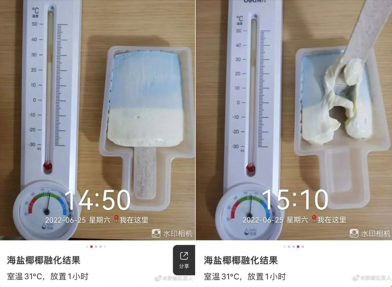 aiskrim dari china ini buat ramai marah, tak cair walau dekat api