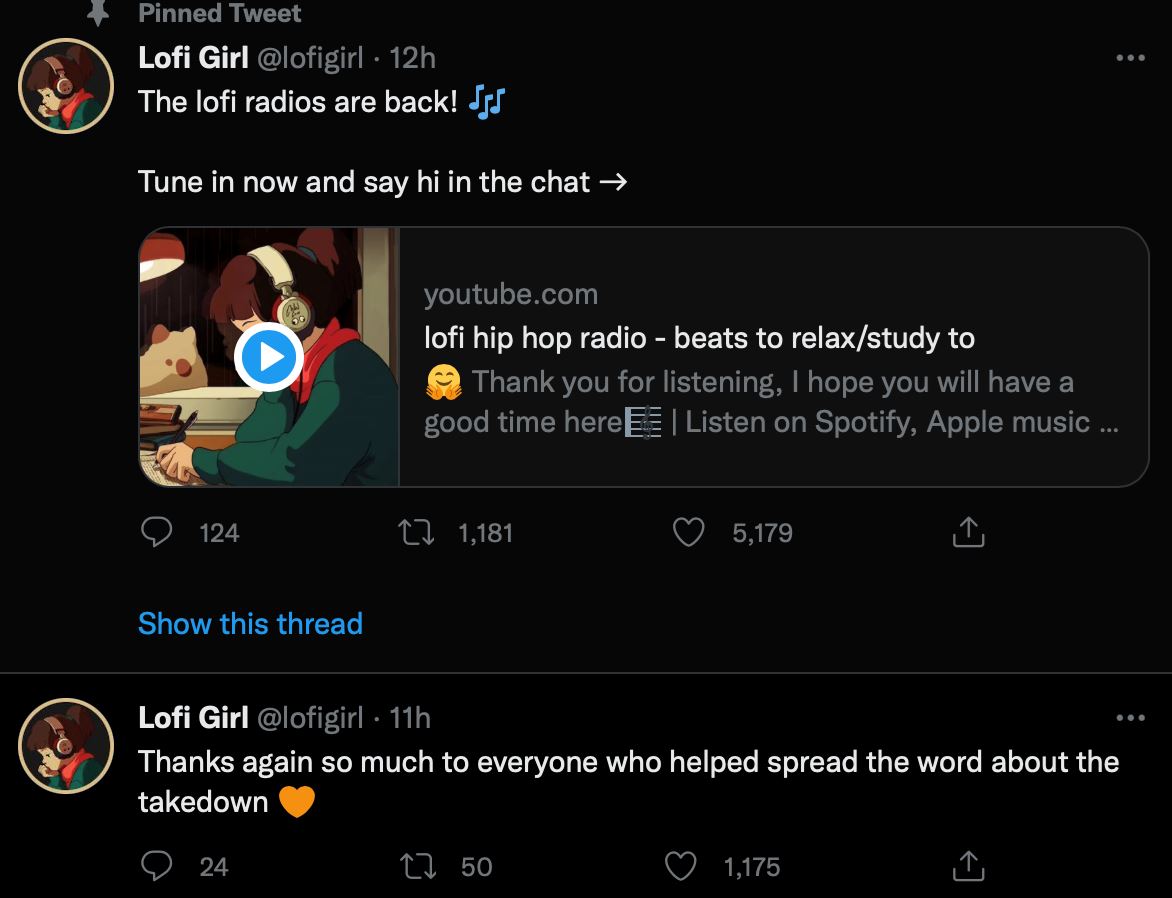 【趣闻】lofi girl账号复活！大马有限公司否认举报引众怒：借口！