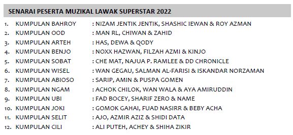 muzikal lawak superstar kembali, peserta dari jepun pun ada!