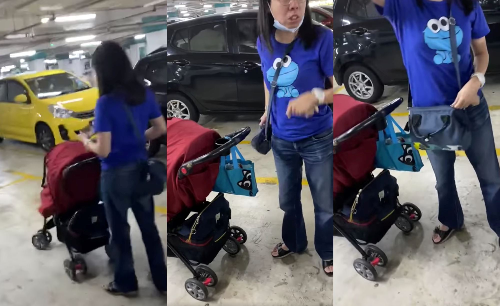 woman “reserves” parking spot using baby stroller, netizens enraged!