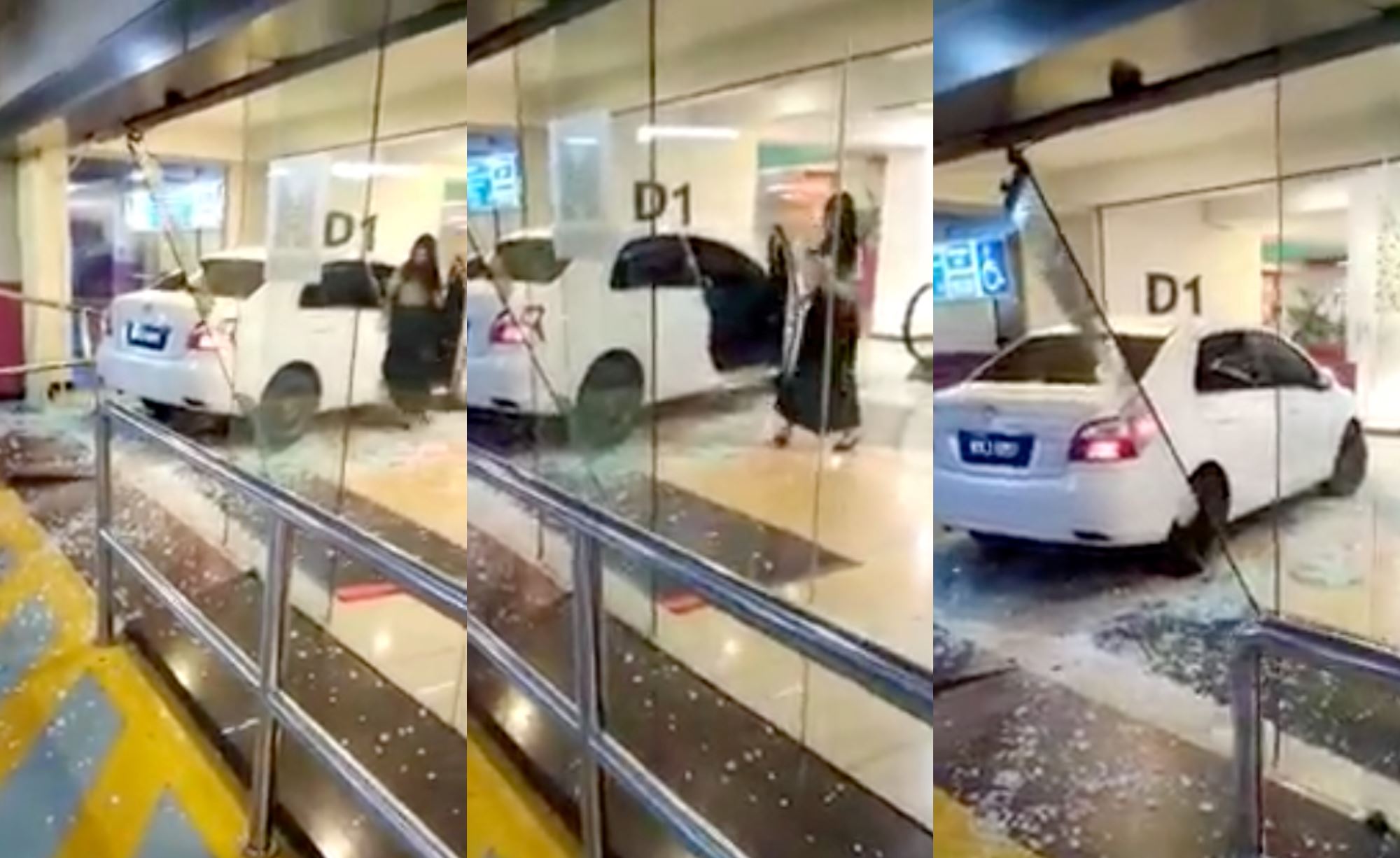 video of woman crashing into barrier at kuching shopping mall went viral, shaken but not hurt
