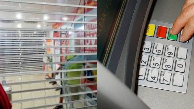 lelaki cemas terperangkap dalam bank lepas keluarkan duit di mesin atm