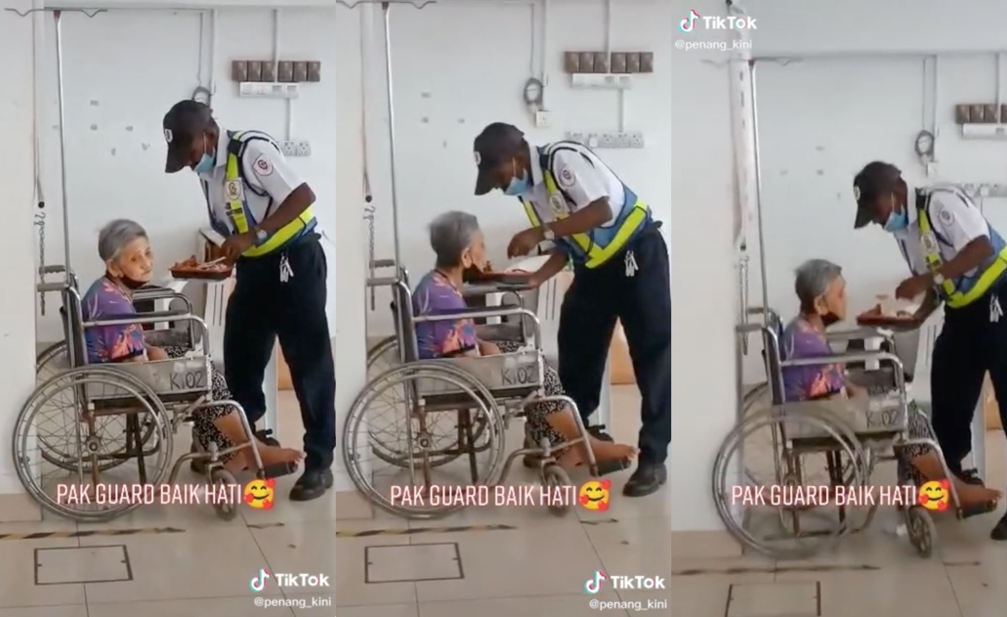 security guard at penang hospital praised for patiently feeding elderly aunty her food