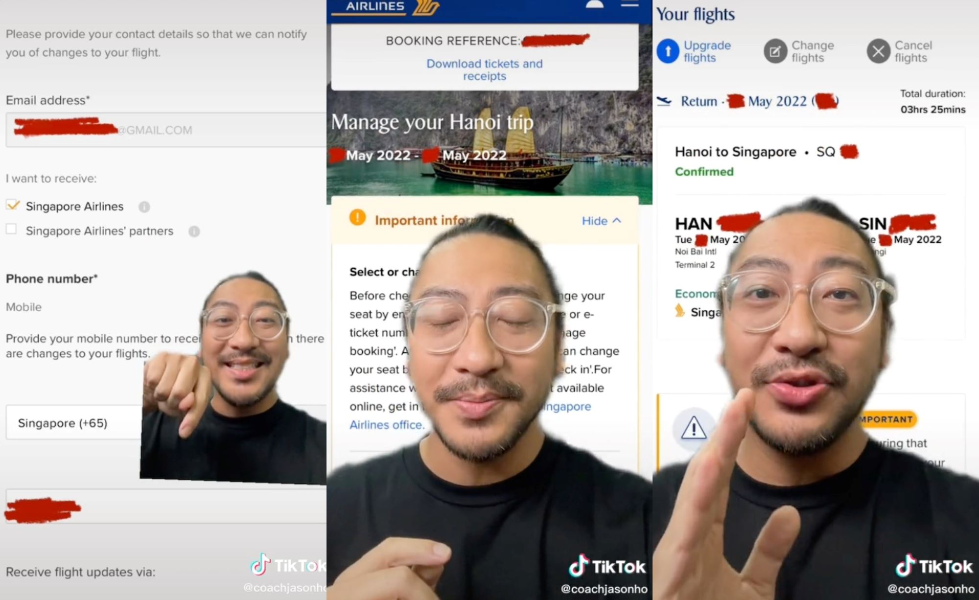 s’pore man shows danger of sharing boarding pass photo, people can cancel your bookings!