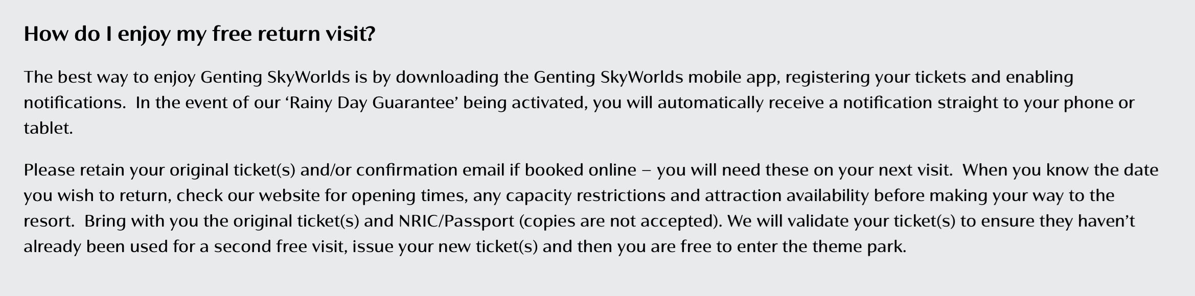 【好康】云顶户外theme park遇雨天有得claim？达到条件就可免费回访！