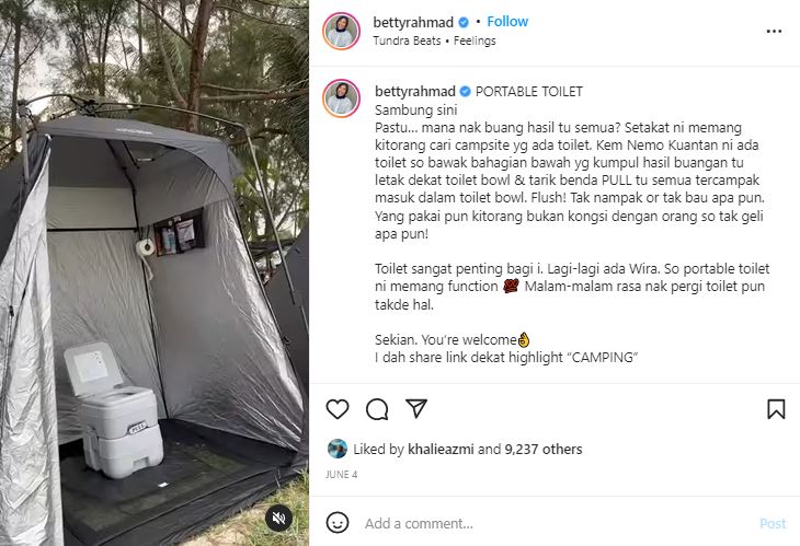 ramai cemburu lihat khemah betty rahmad, siap ada tandas!