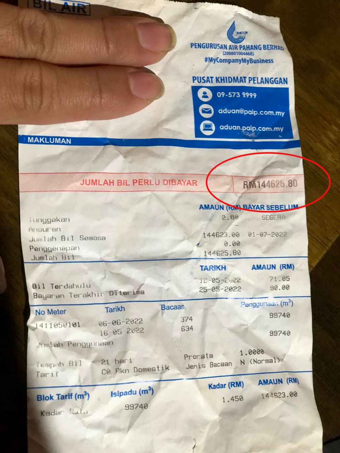 “can i file for bankruptcy?” man in pahang receives rm144k water bill!