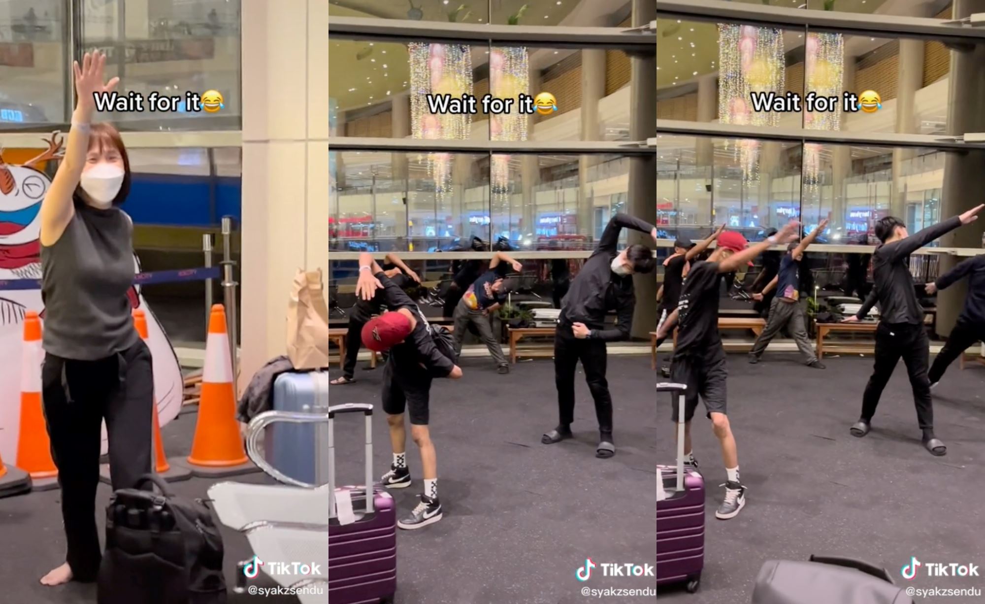 this is heartwarming! aunty doing exercises shocked to see others following behind her!