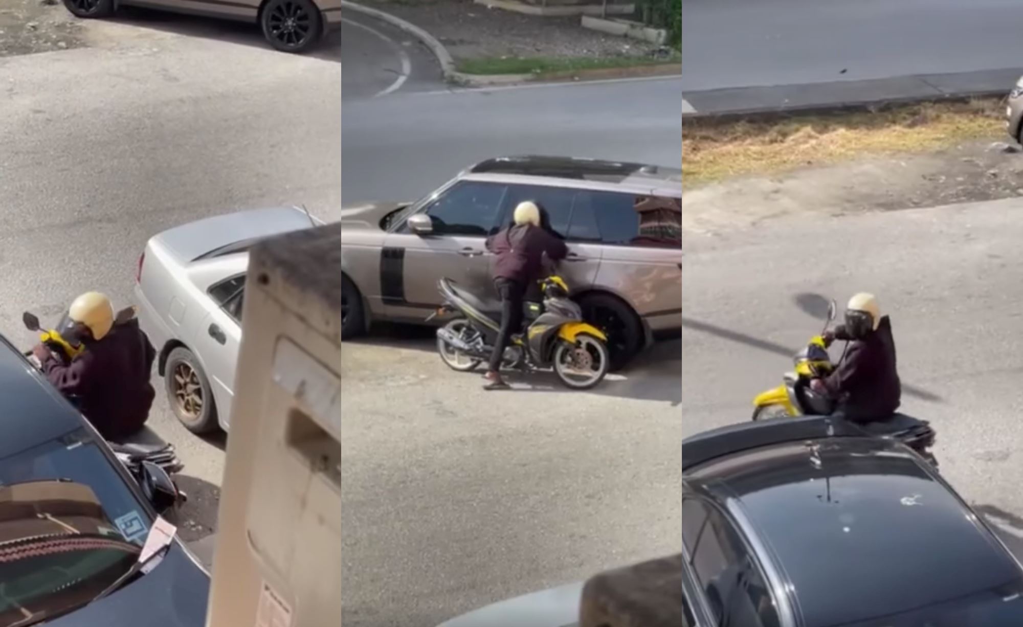 motorcyclist in klang caught peeking into parked cars looking for valuables