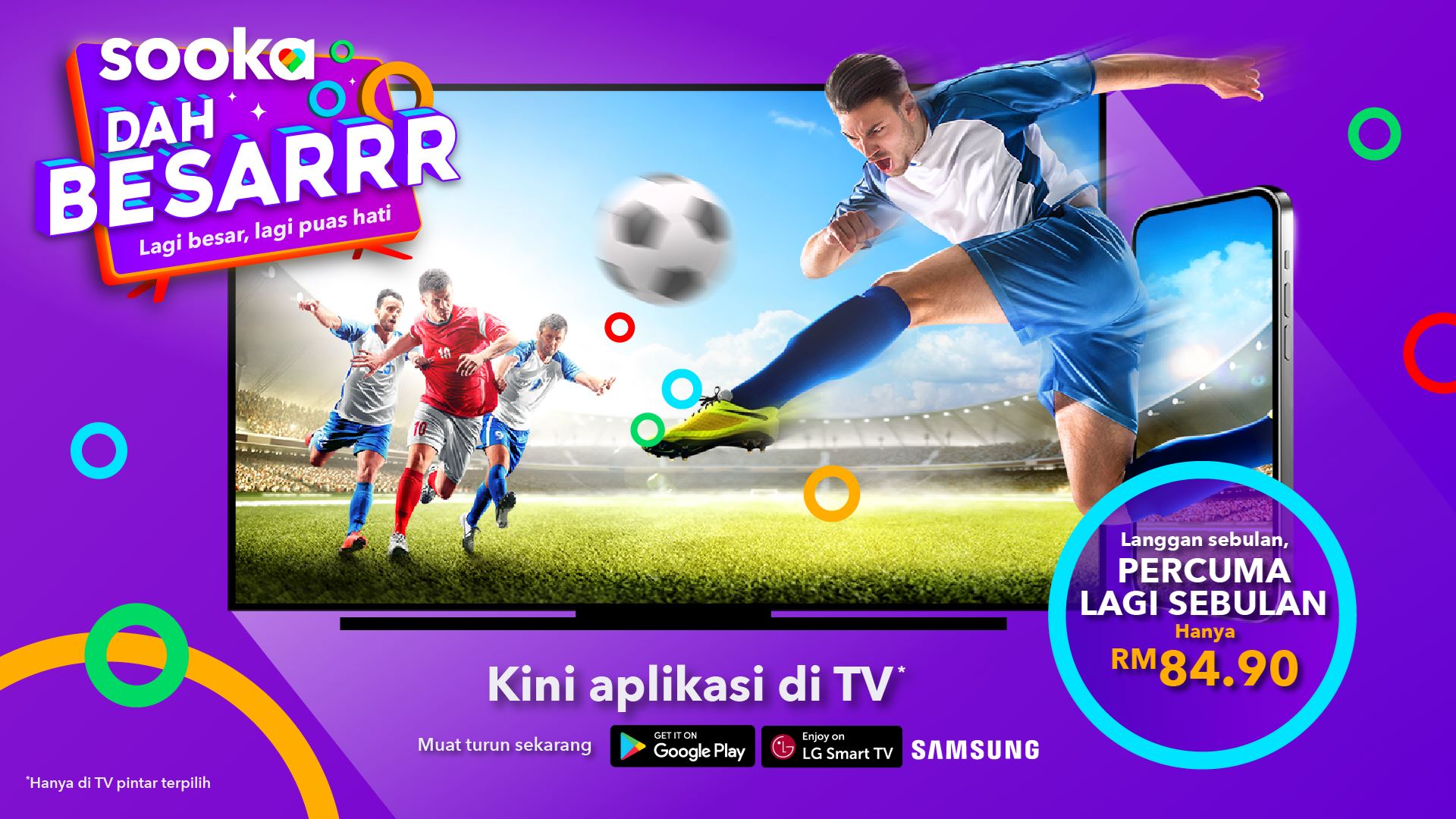 sooka kini boleh diakses menerusi smart tv, hanya perlu langgan pelan vip tv