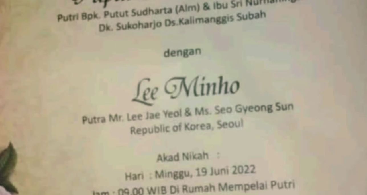 indonesian woman marries lee min ho, but… not the famous actor!