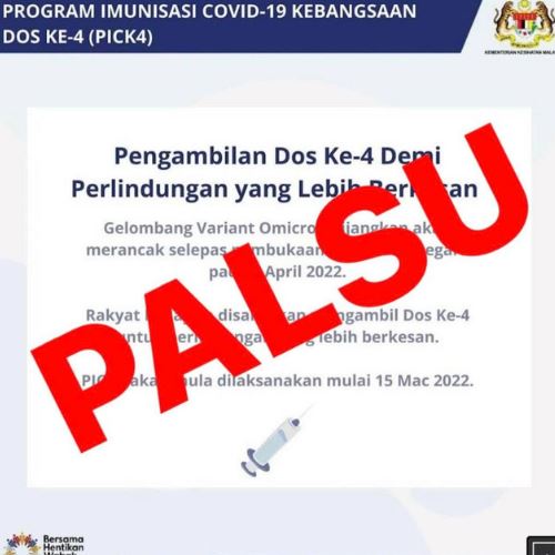 kkm nafi pernah keluarkan infografik mengenai dos keempat covid-19