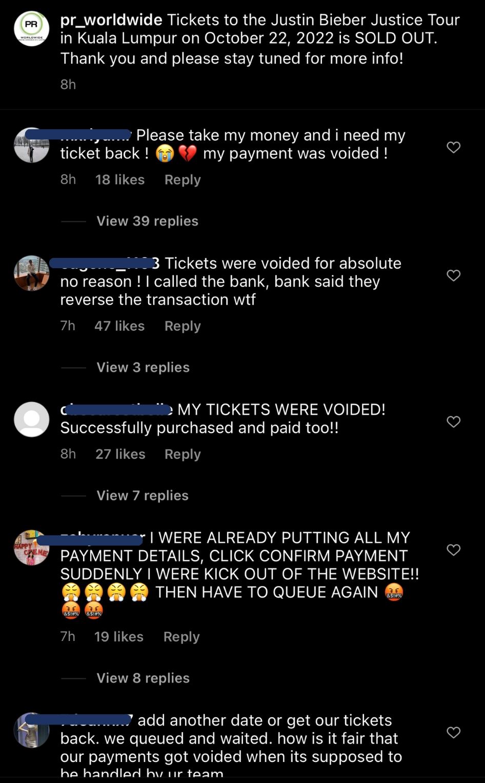 【娱乐】justin bieber大马站演唱会门票售完！部分网友付款后门票作废？！ 