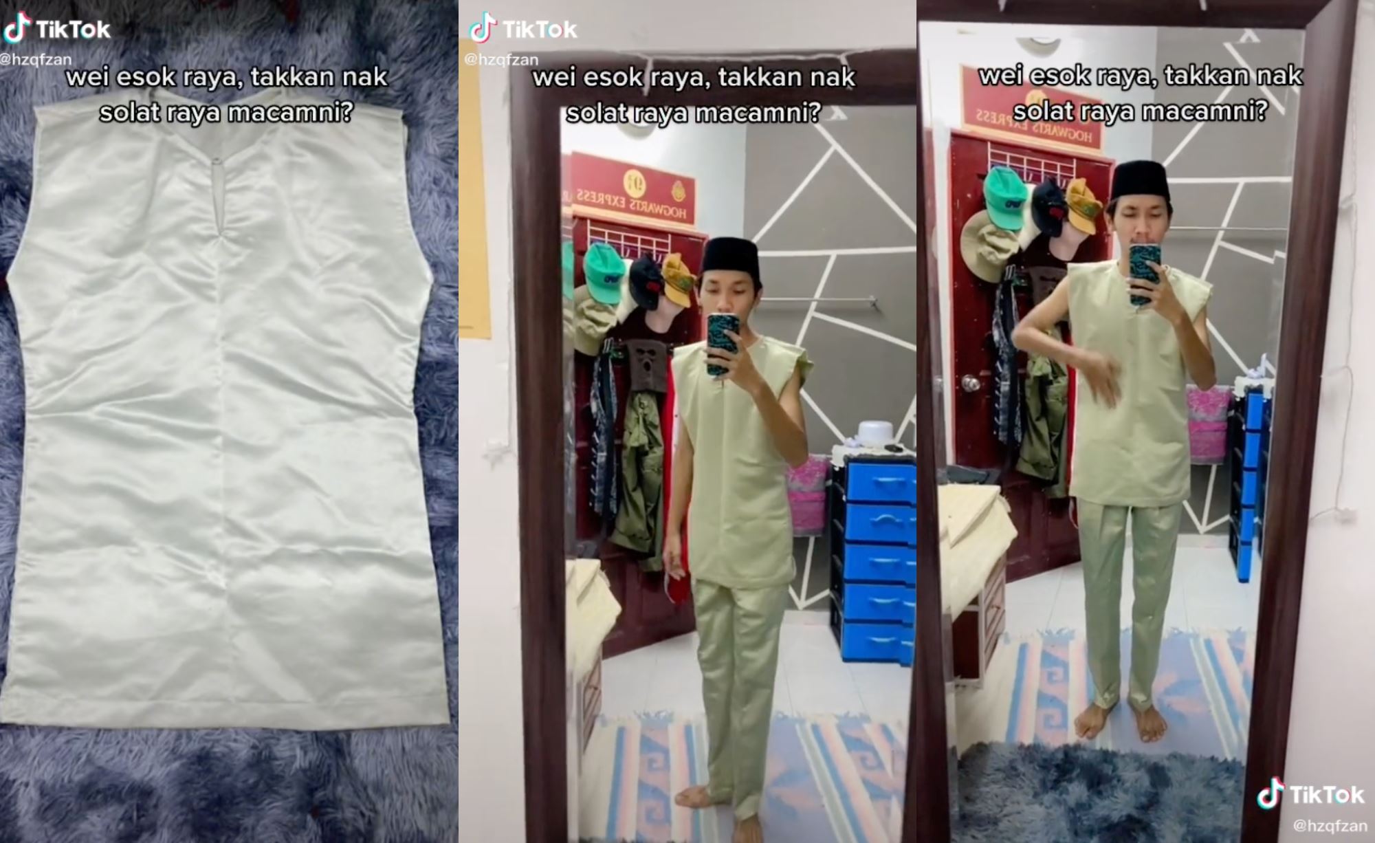 hurry raya! m’sian celebrates eid wearing sleeveless baju melayu, netizens amused