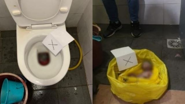 individu terkejut temui janin cukup sifat dalam tandas di stesen minyak