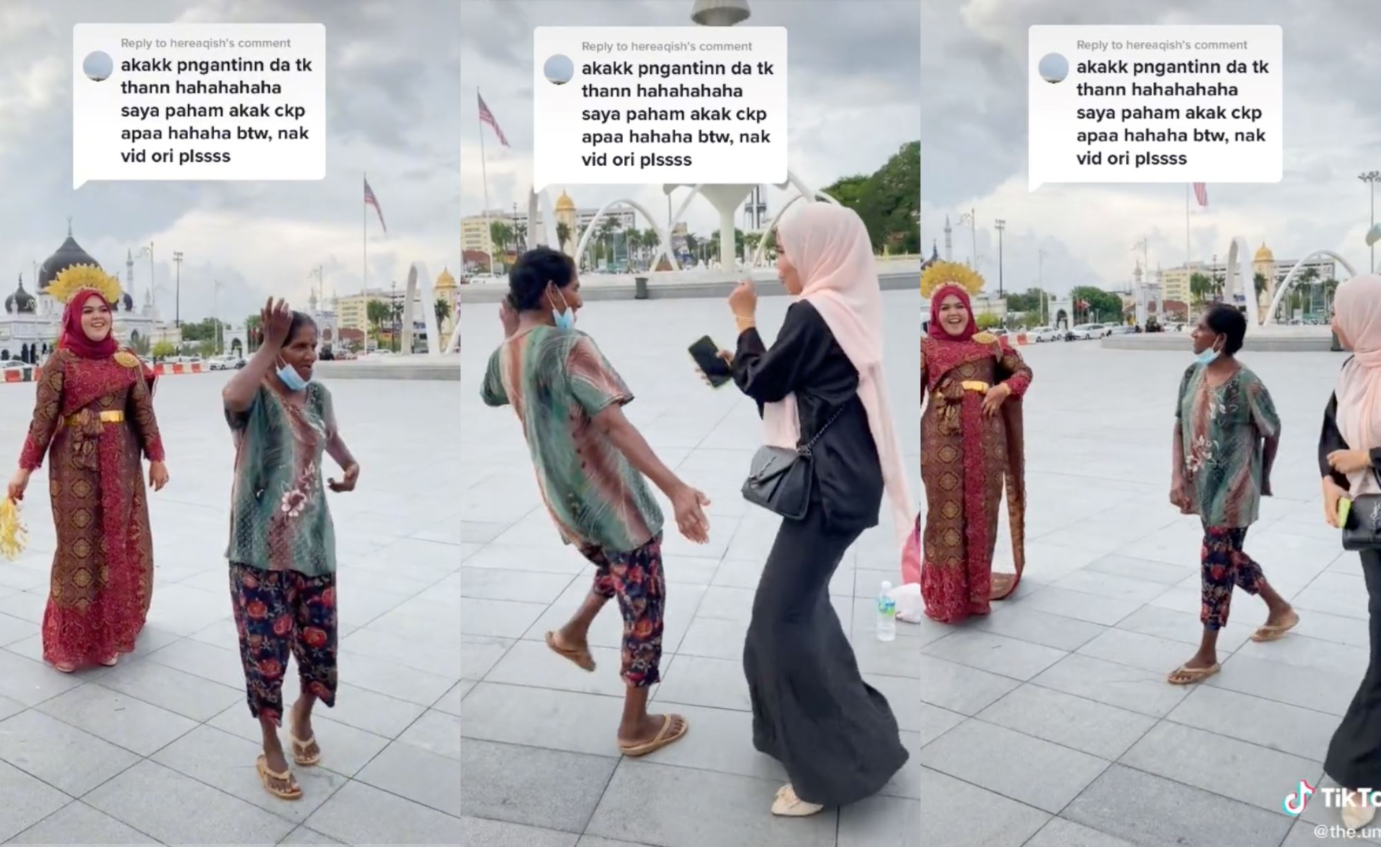 how cute! indian aunty interrupts wedding photoshoot & asks bride to dance with her