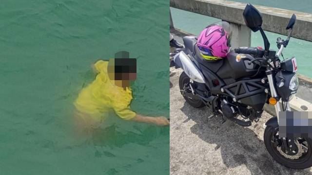 wanita ‘parking’ motosikal tepi jambatan pulau pinang, sebelum bertindak terjun ke dalam laut