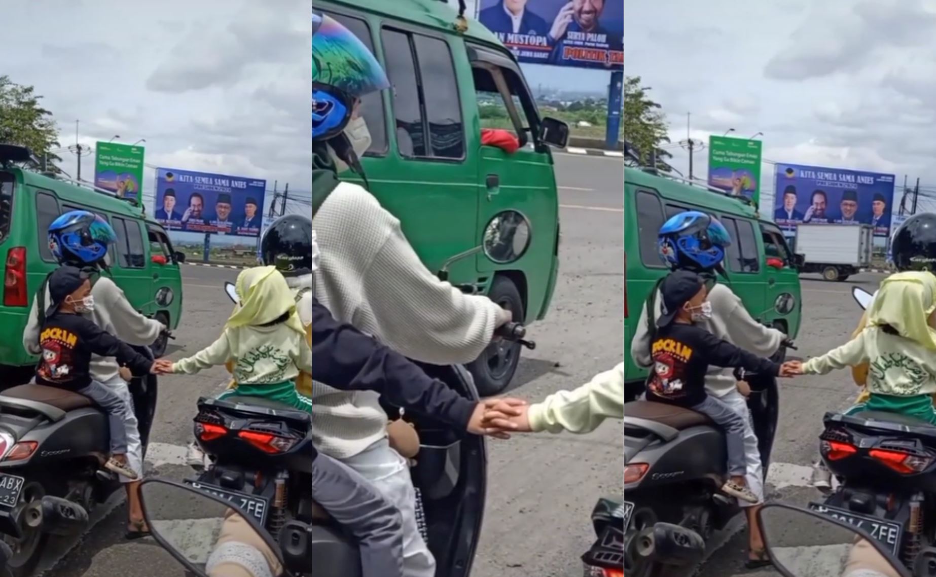“how sweet!” two kids on motorcycles seen holding hands, melts netizens’ hearts!