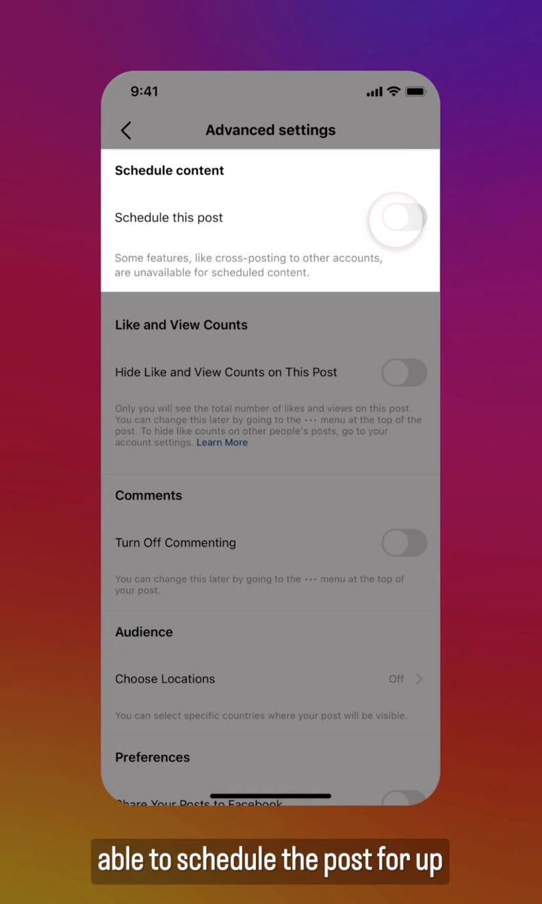 【2项更新】instagram新功能可以自定发帖时间！
