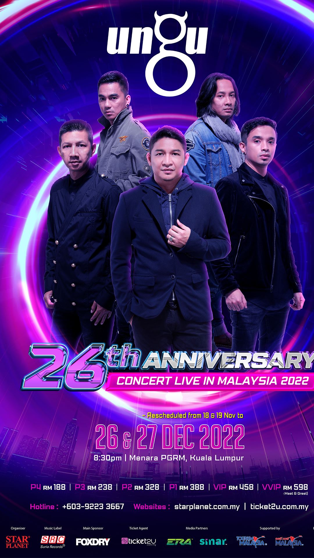 konsert kumpulan ungu dijadualkan semula pada disember 2022