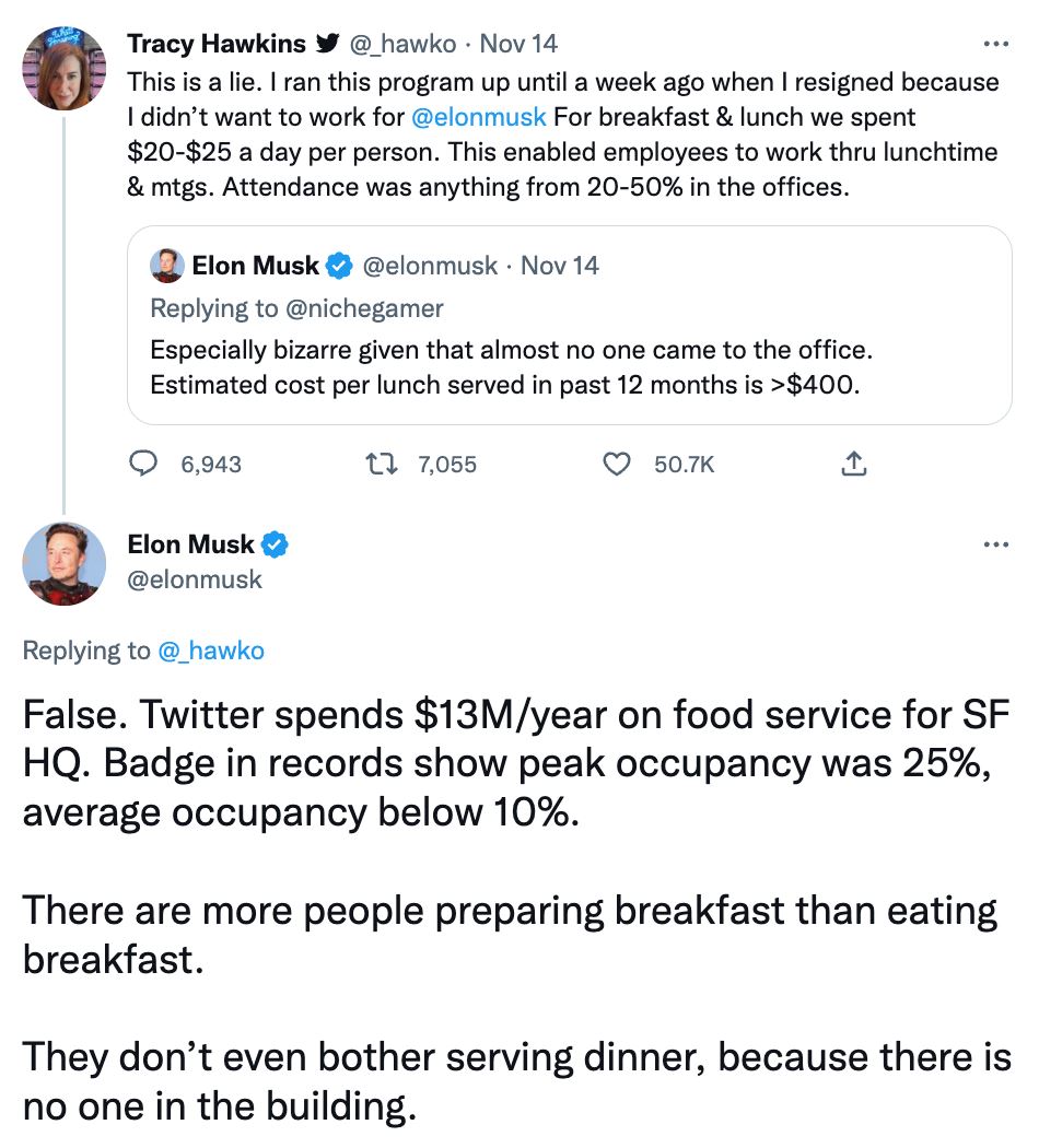 “tiada lagi makan free buat semua pekerja di pejabat twitter,” – elon musk