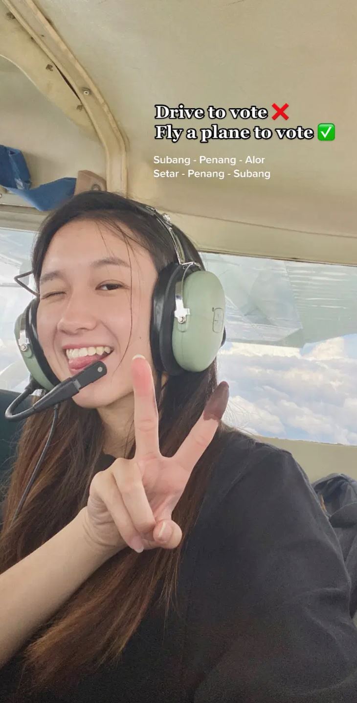 【附视频】大马美女自驾飞机回乡投票!