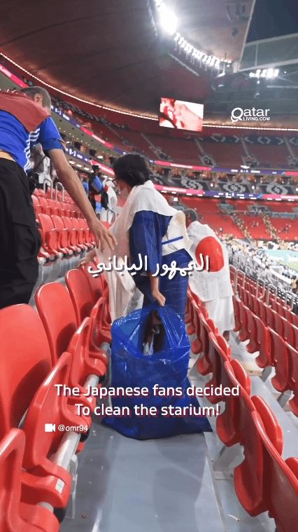 aksi penyokong jepun kutip sampah lepas tamat perlawanan di piala dunia curi tumpuan