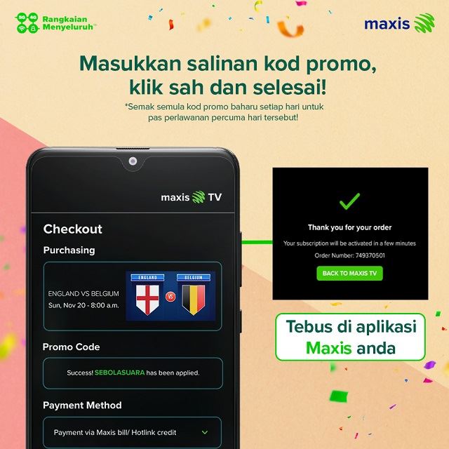 maxis tawar pas perlawanan bola sepak percuma