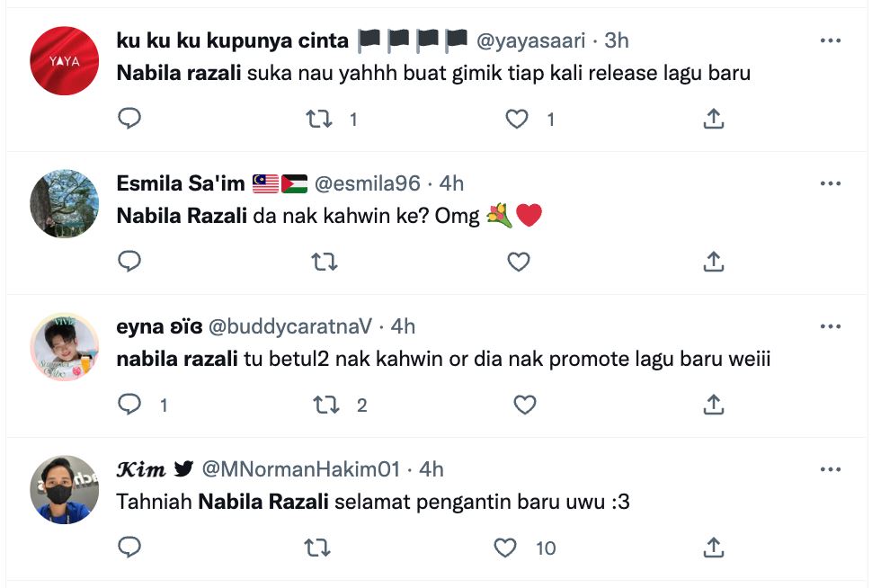 foto majlis kahwin, emoji cincin, nabila razali dah nikah ke?