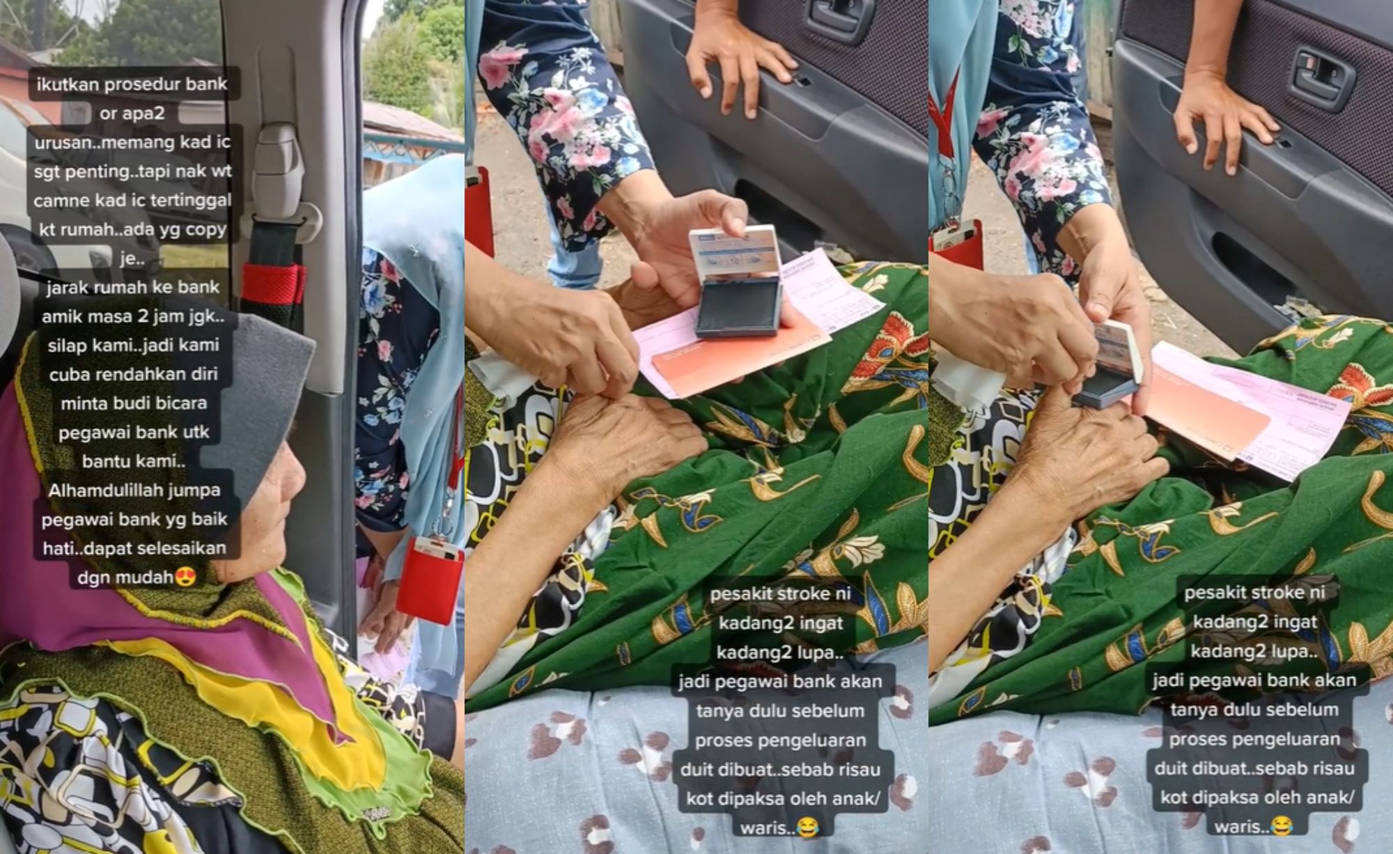 netizens praise bank officer for helping stroke-striken mother withdraw money, even went to her car!