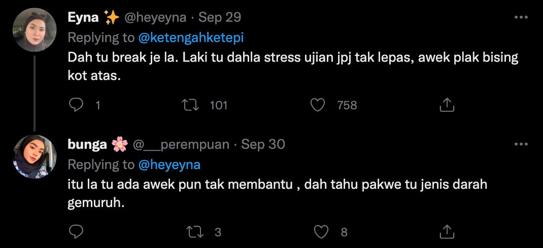 nak putus tunang sebab gagal ujian jpj, warganet sepakat kecam wanita ini