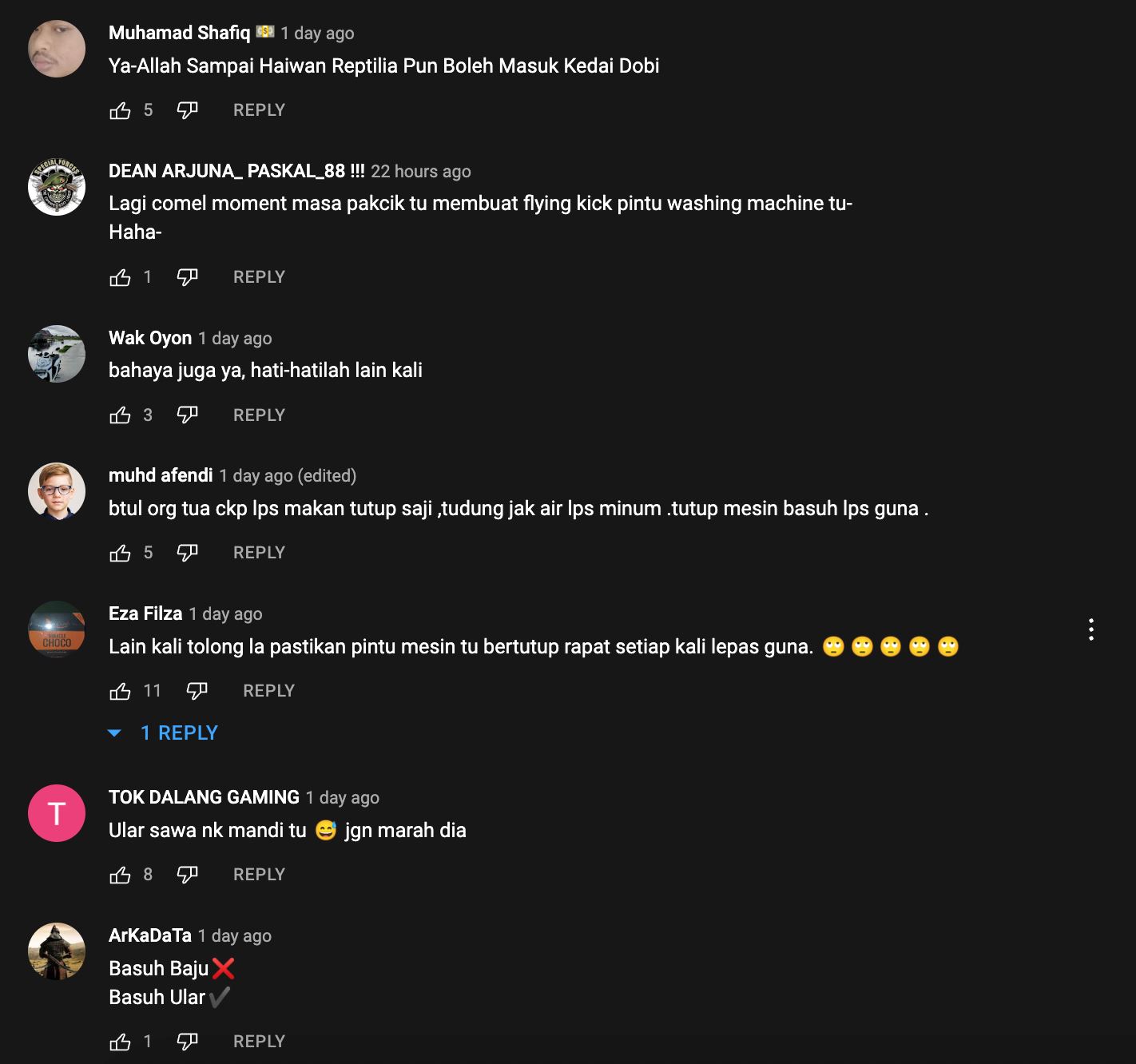 ular sawa melingkar dalam mesin basuh baju kedai dobi dekat johor