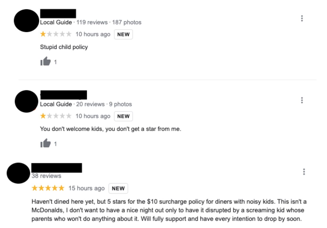 儿童在餐厅吵闹父母要被charge钱！