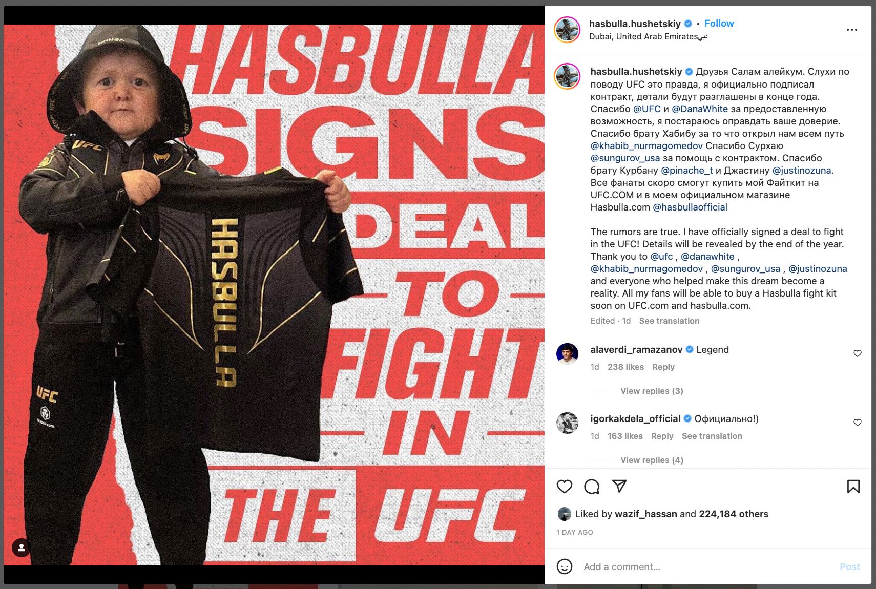 impian jadi kenyataan, hasbulla akan bertarung di ufc