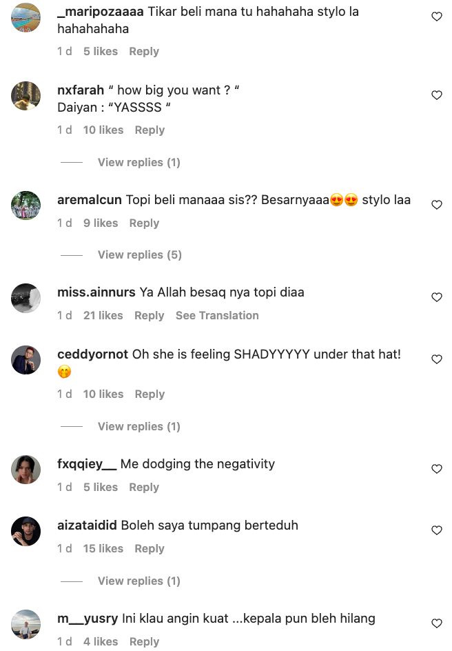 topi besar daiyan trisha jadi perhatian, “macam apam balik crispy..”