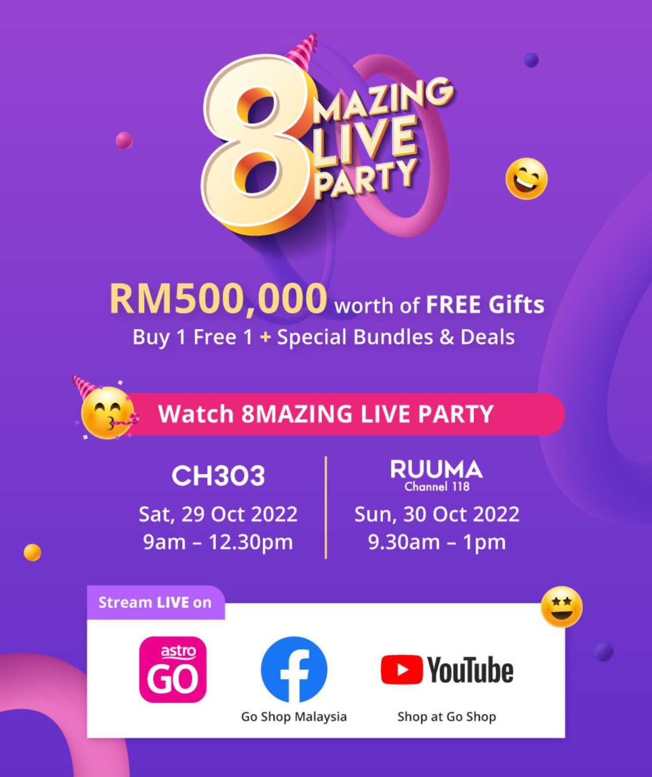 baucar rm8 juta antara yang ditawarkan go shop sempena jualan hari jadi ke-8!