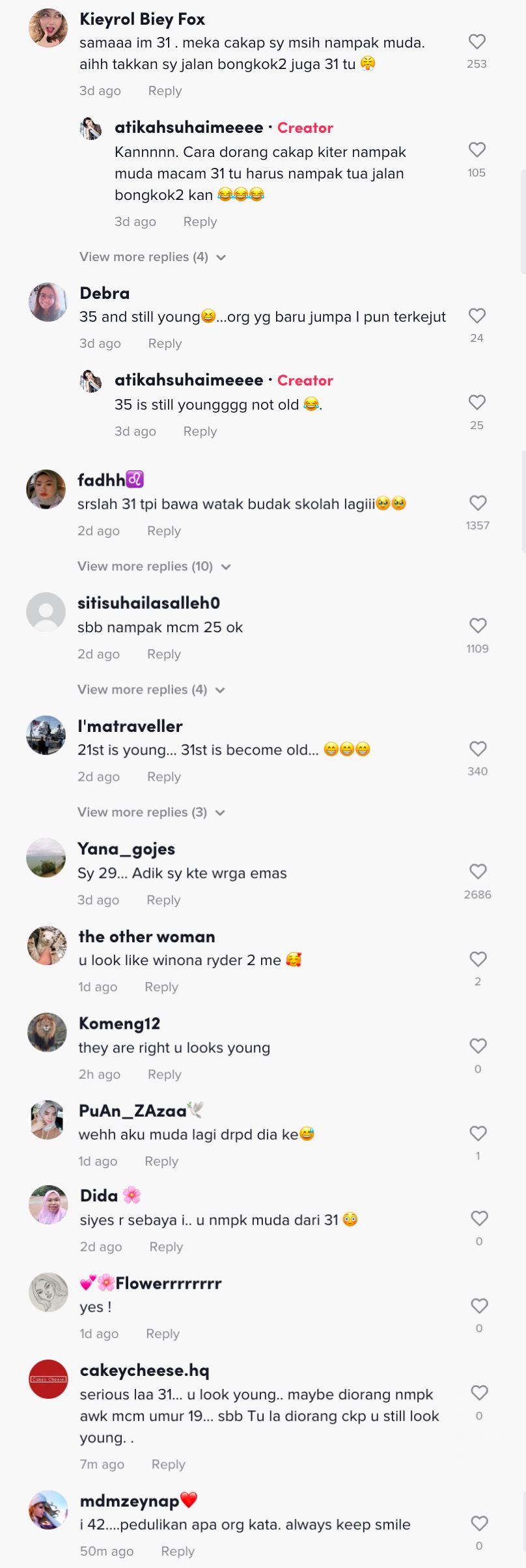 dah umur 31, atikah suhaime hairan ditegur muka nampak muda