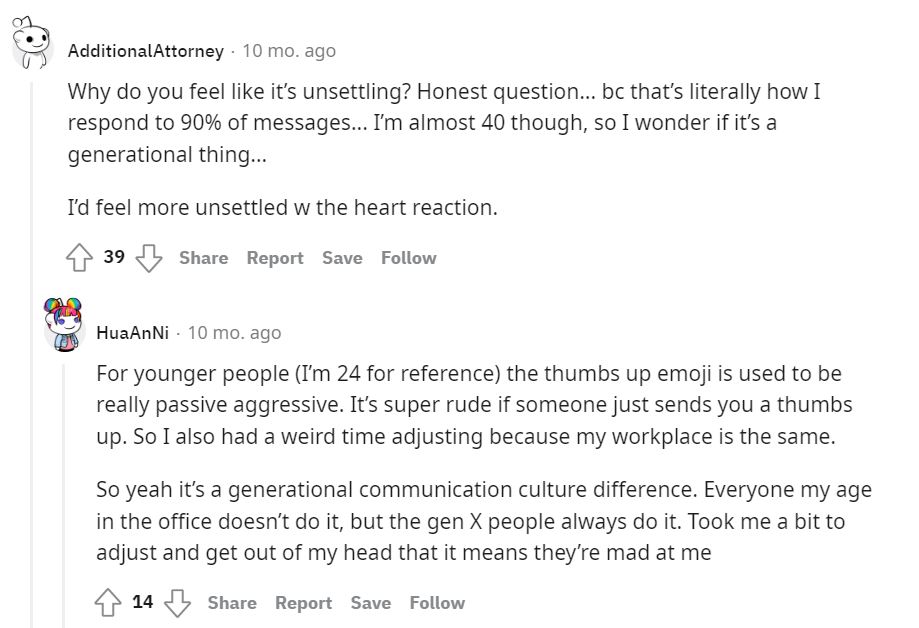 gen z’s claim that replying text with thumbs up is “super rude,” sparks debate online