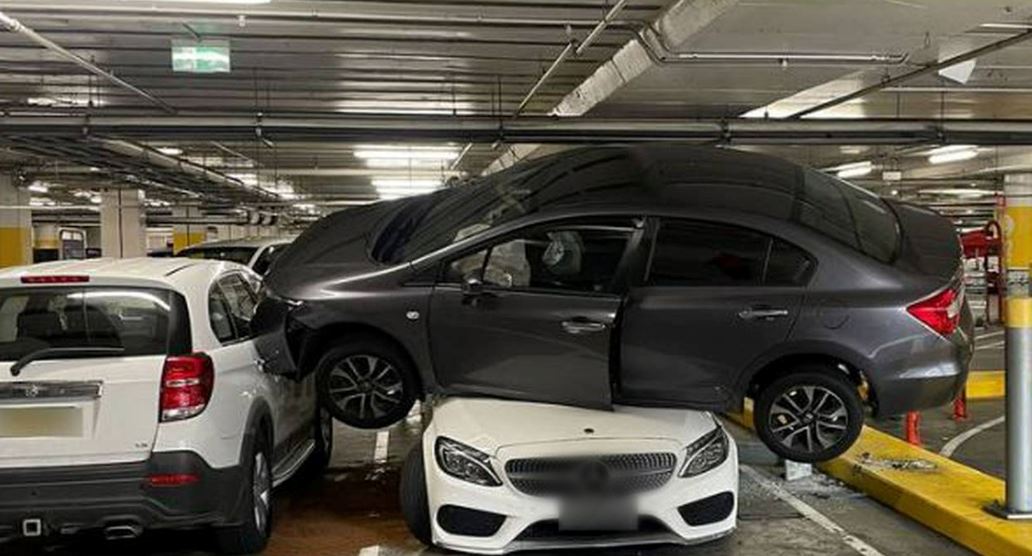 73-year-old woman mistook gas pedal with the brake pedal, ended up on top of another car