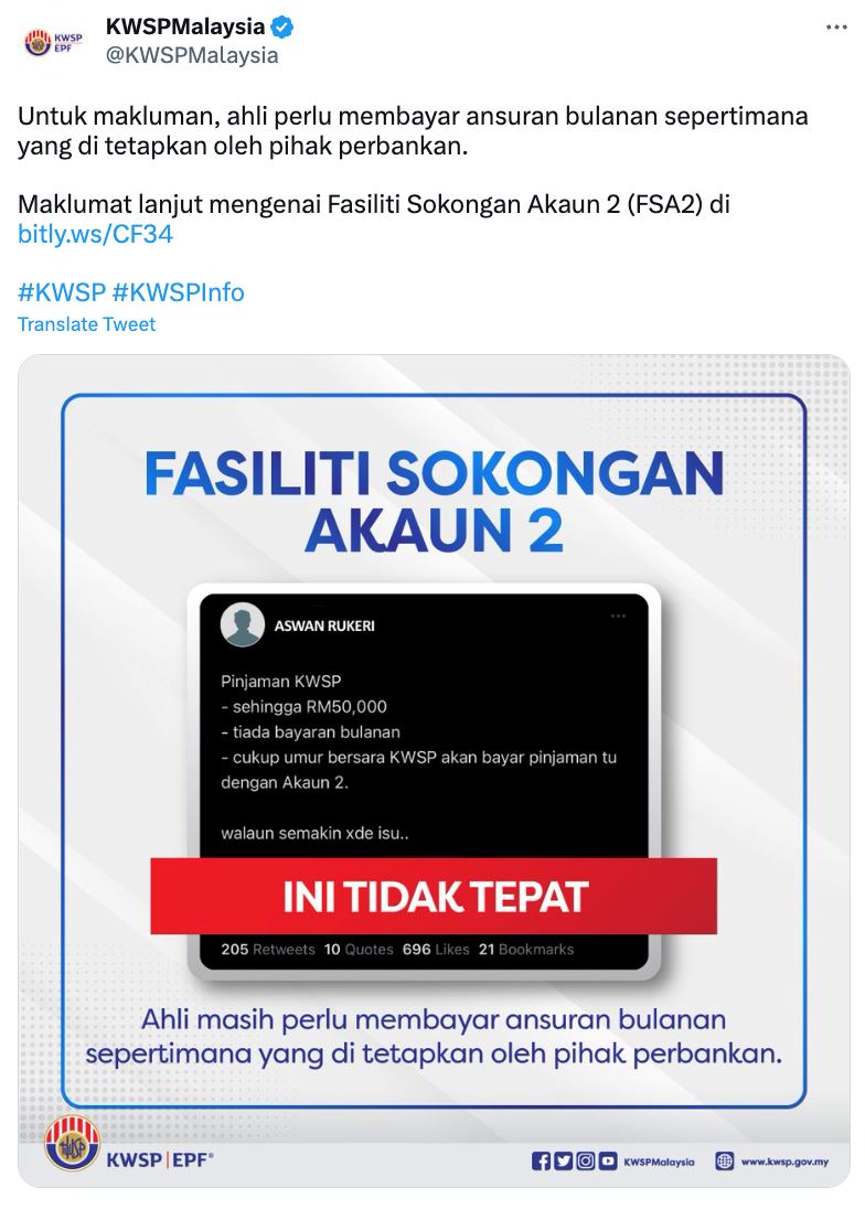 peminjam kwsp masih perlu bayar ansuran bulanan pada bank