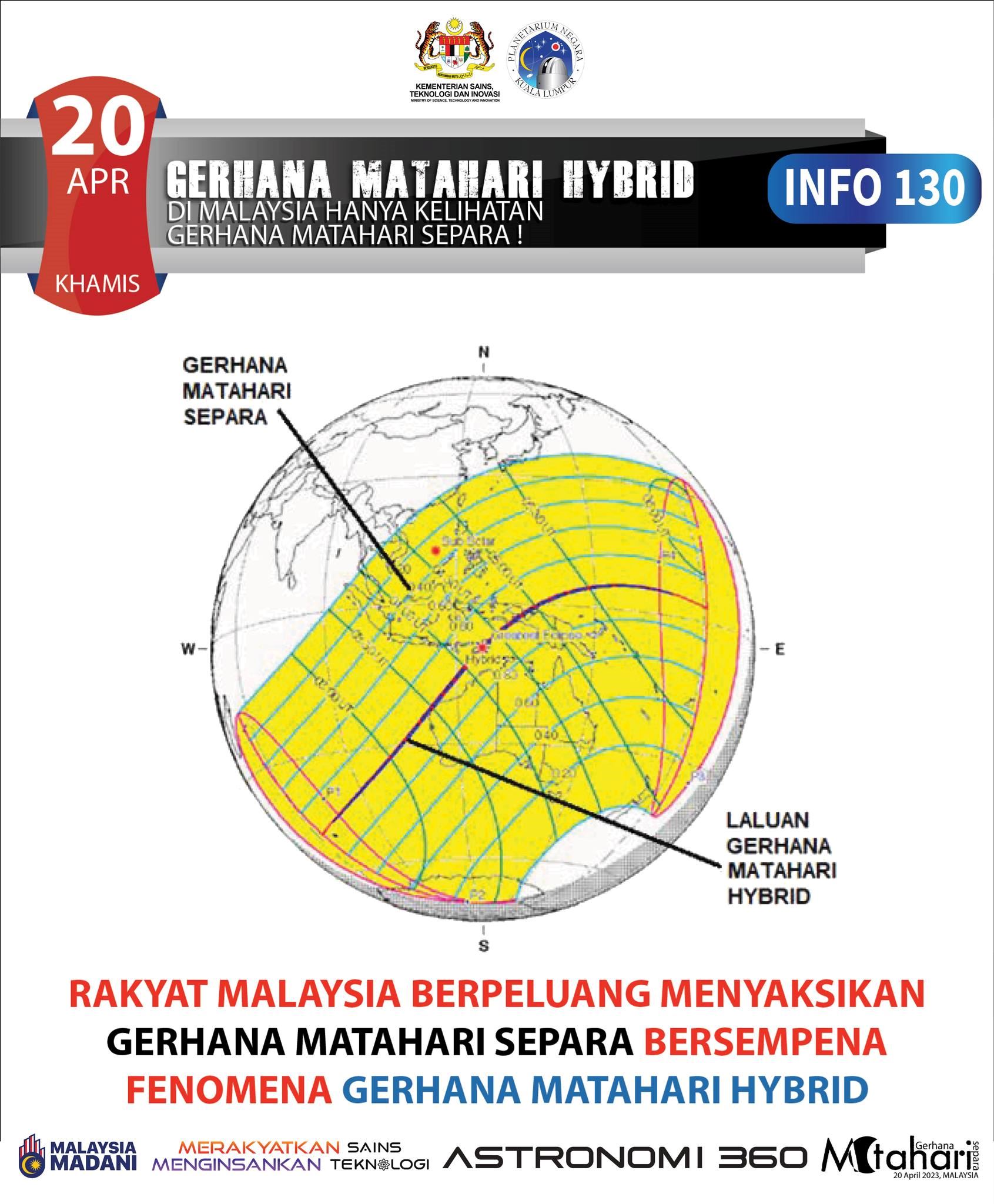 malaysia alami gerhana matahari separa 20 april 2023, ini yang perlu anda tahu