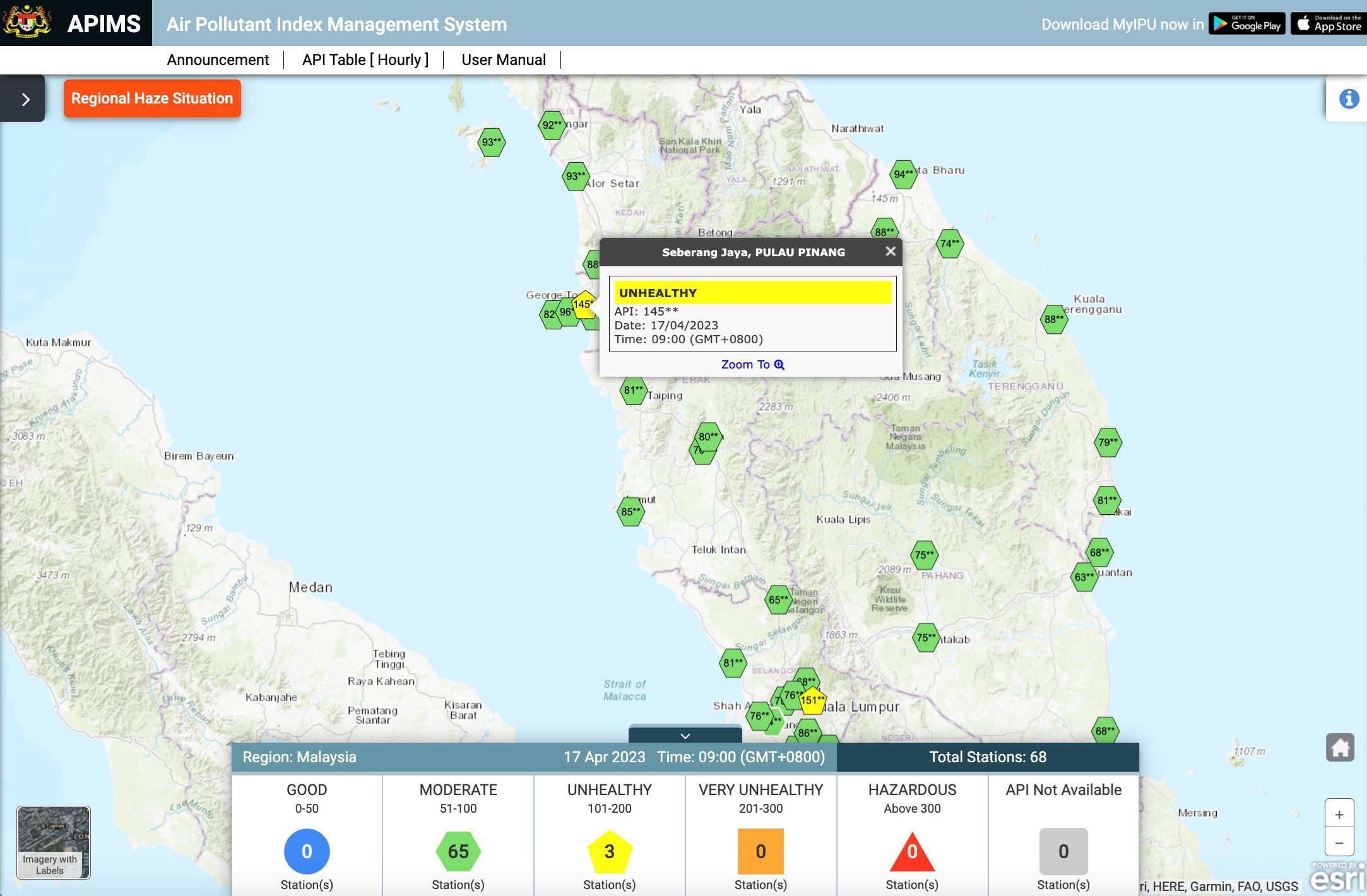 cheras dan segamat antara kawasan catat bacaan ipu tidak sihat hari ini