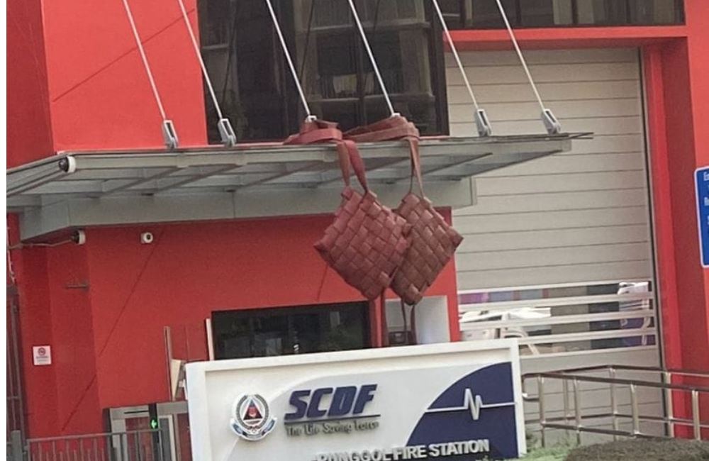wah! singapore fire station impress internet users with their ketupat deco made of fire hoses!