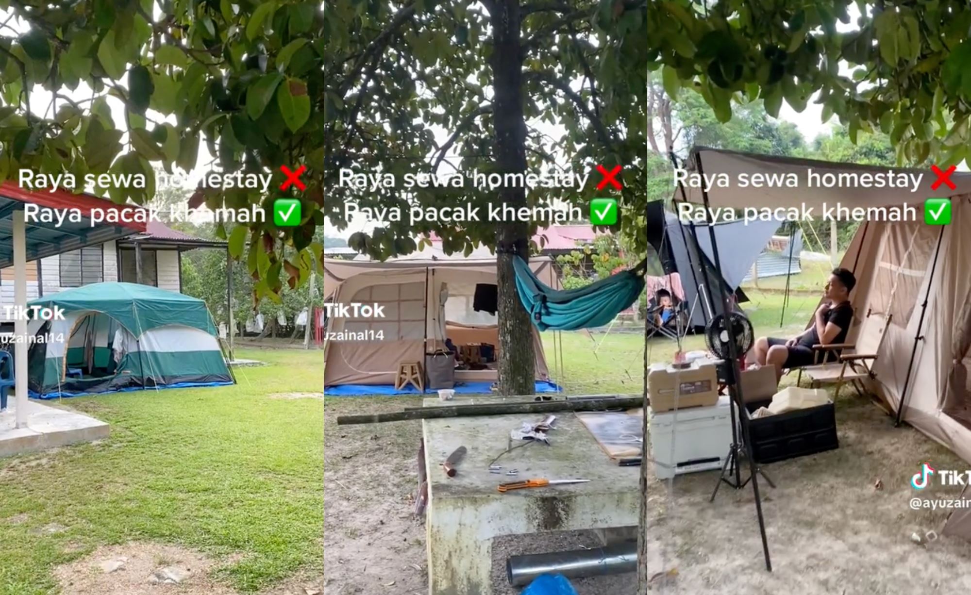 family’s “kampung camping” for raya receives praises from malaysian netizens for their creativity!