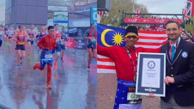 angkat tradisi malaysia, edan syah berjaya catat rekod maraton sambil pakai baju melayu