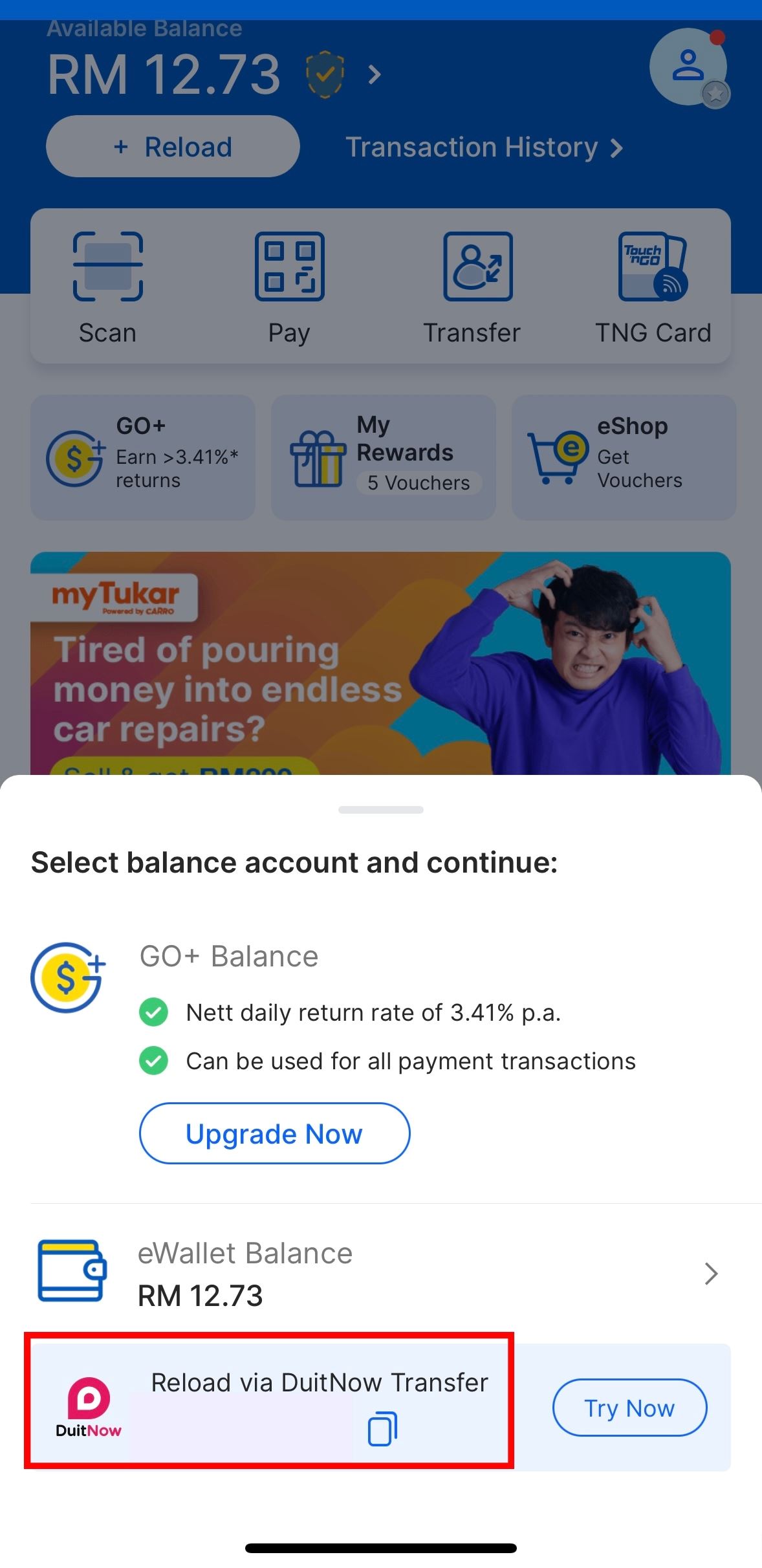 tng不能用online banking充值了❗要用duitnow充值💥