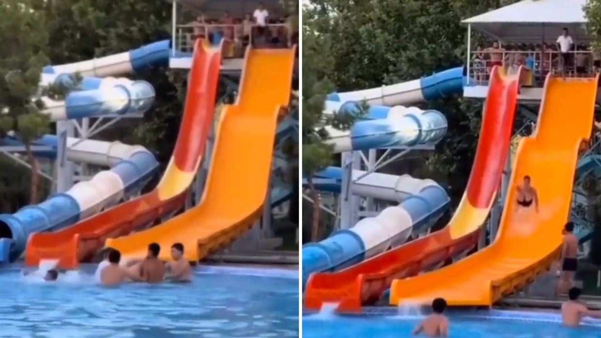 pemuda hampir patah pinggang lepas cuba gelongsor bentuk aneh