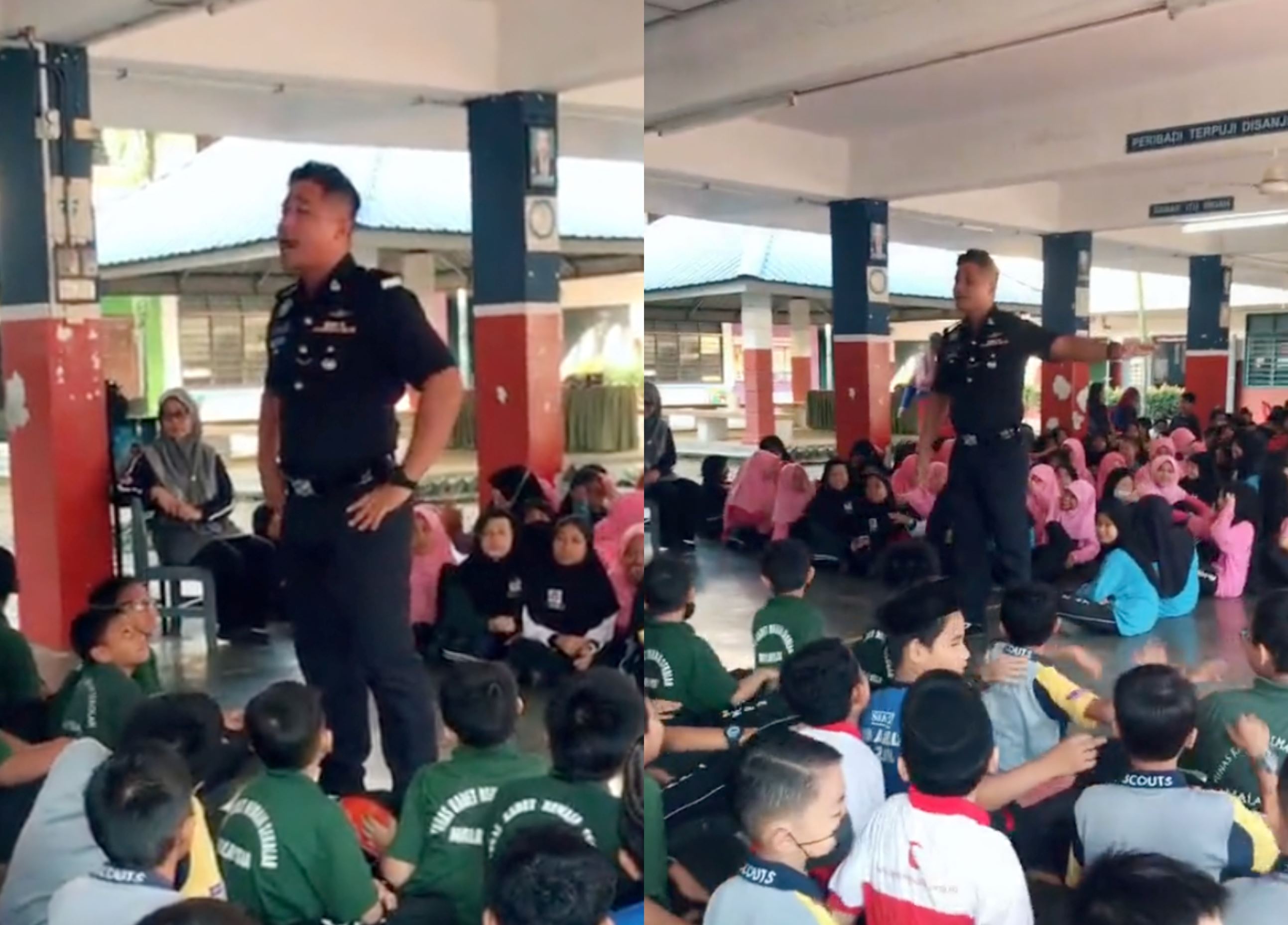 abang polis goes viral with his wholesome and inspiring speech at school, leaving netizens full of praise